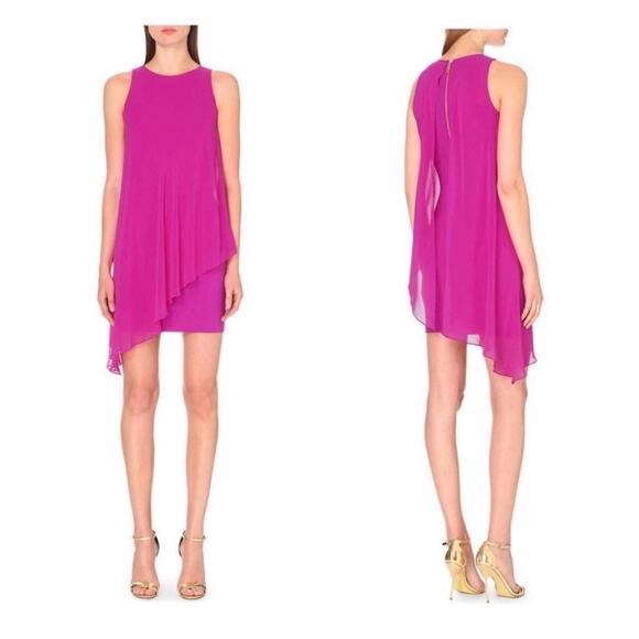 Ted Baker Locie Sheer Asymmetric Chiffon Overlay Mini Dress Small Cocktail Sheer - Picture 13 of 13